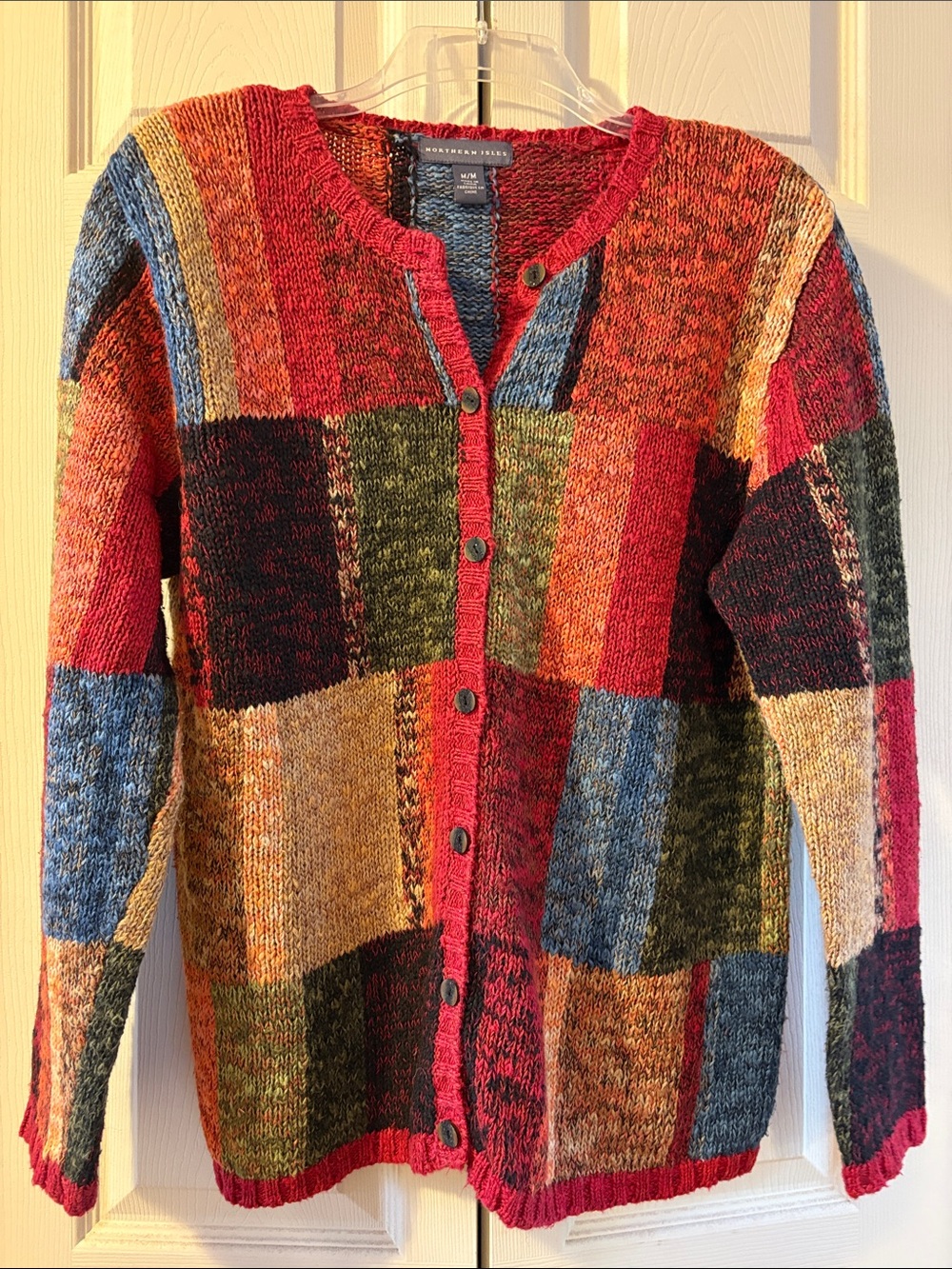 Northern Isles Women’s Multicolor Patchwork Button Cardigan Sweater